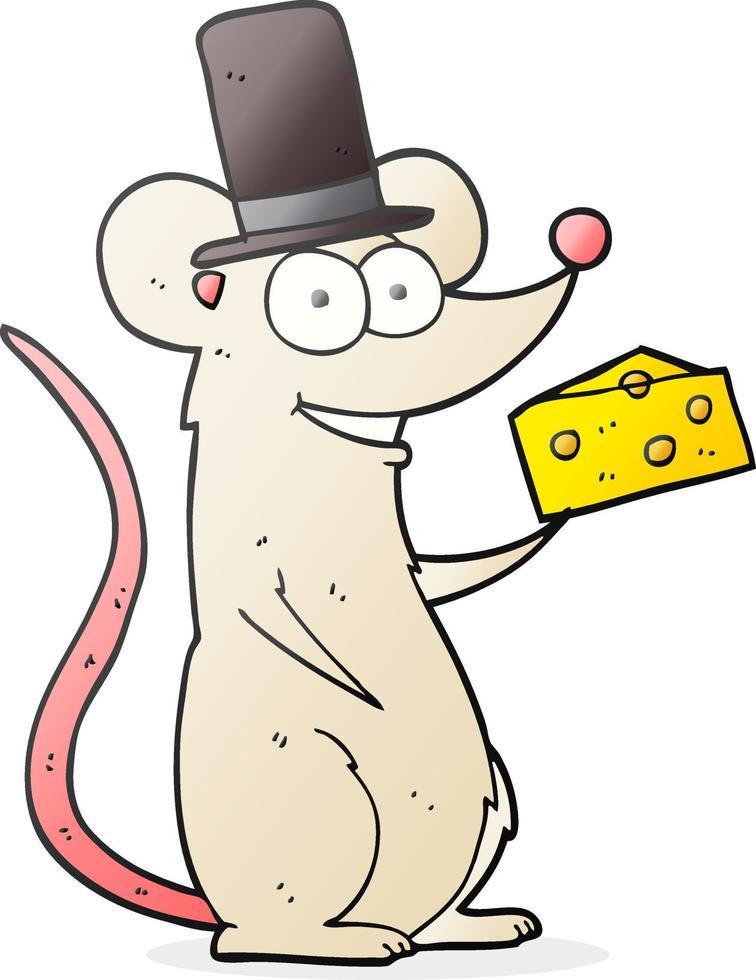 freehand drawn cartoon mouse with cheese vector