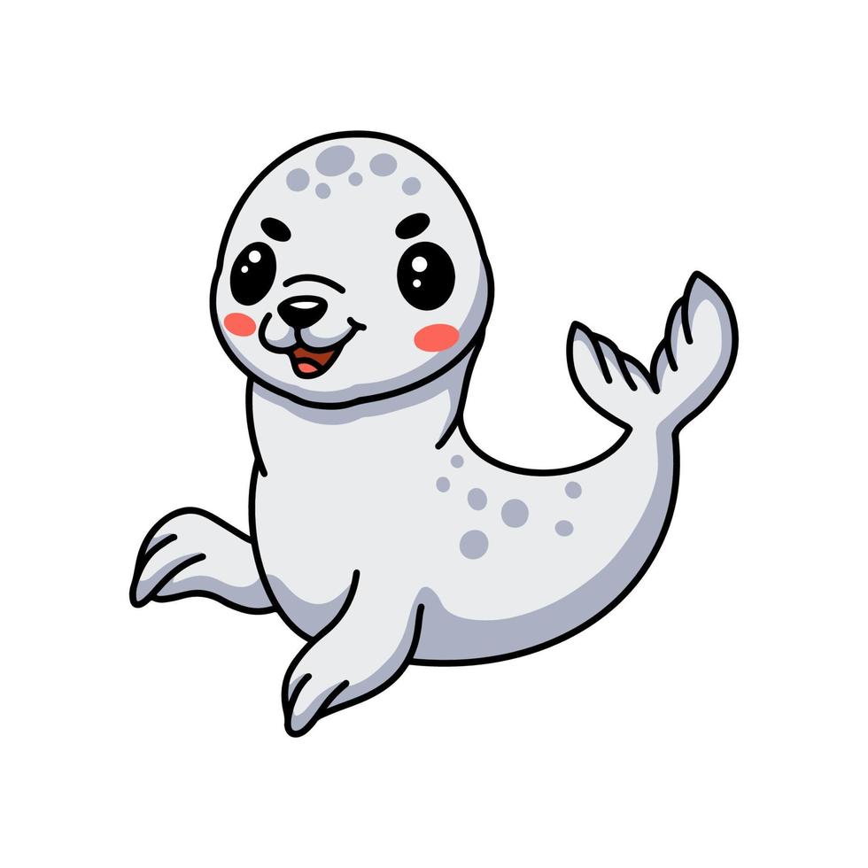 Cute white little seal cartoon vector