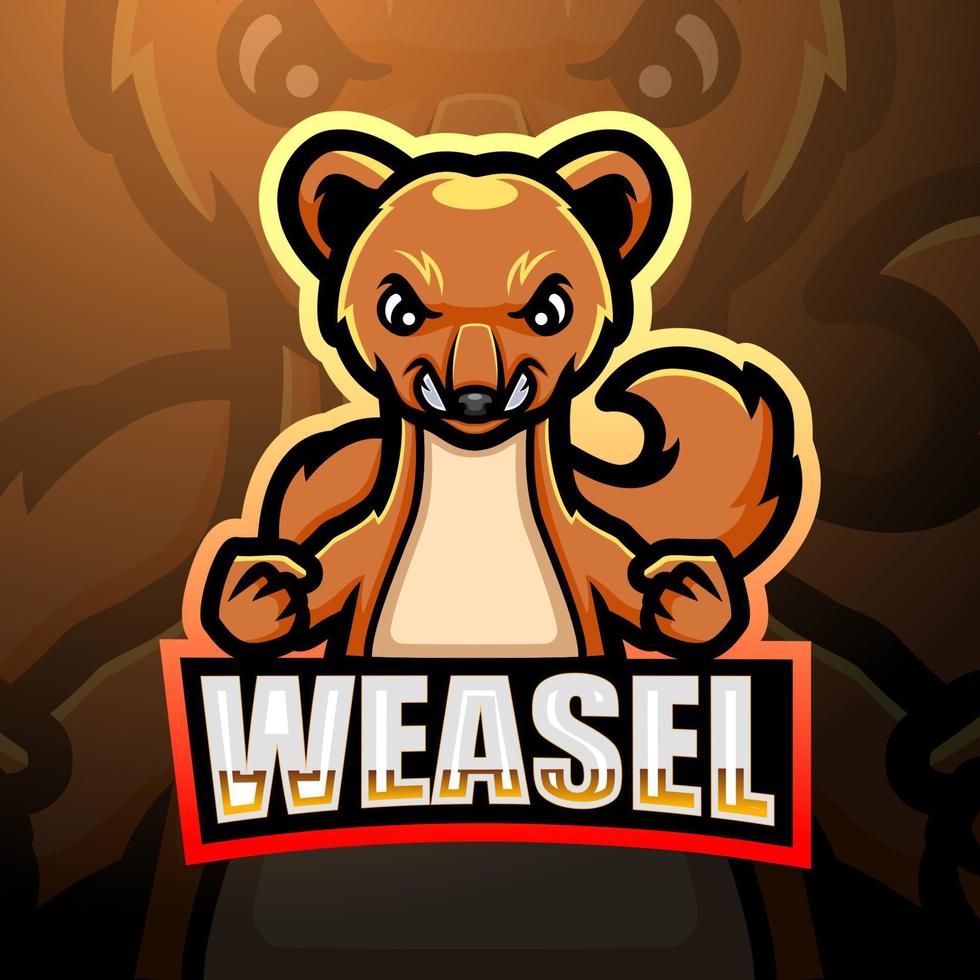 diseño de la mascota del logotipo de la comadreja esport vector