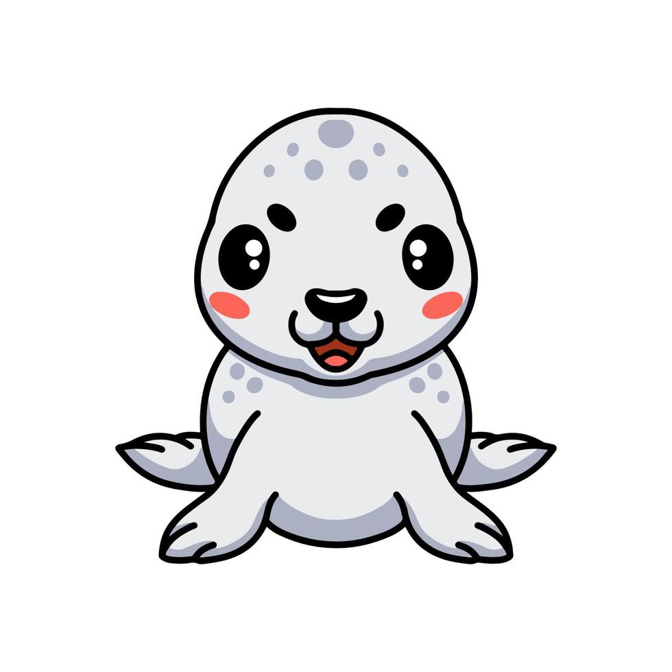 Cute white little seal cartoon vector