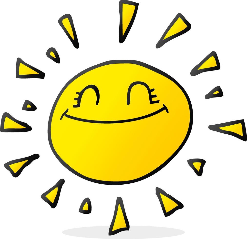 happy freehand drawn cartoon sun vector