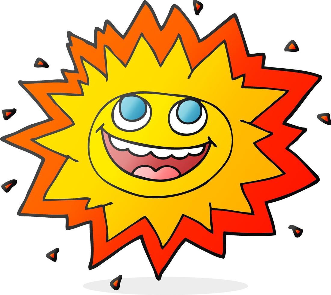 happy freehand drawn cartoon sun vector