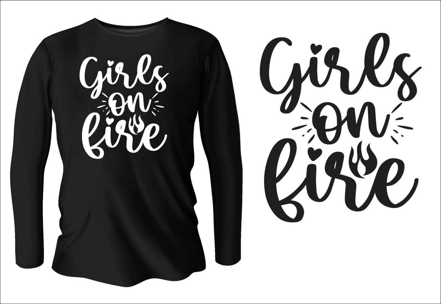 girls on fire  t-shirt design with vector