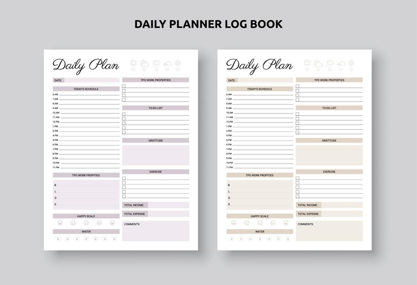 Daily planner, Note, scheduler, diary, Daily planner printable template vector