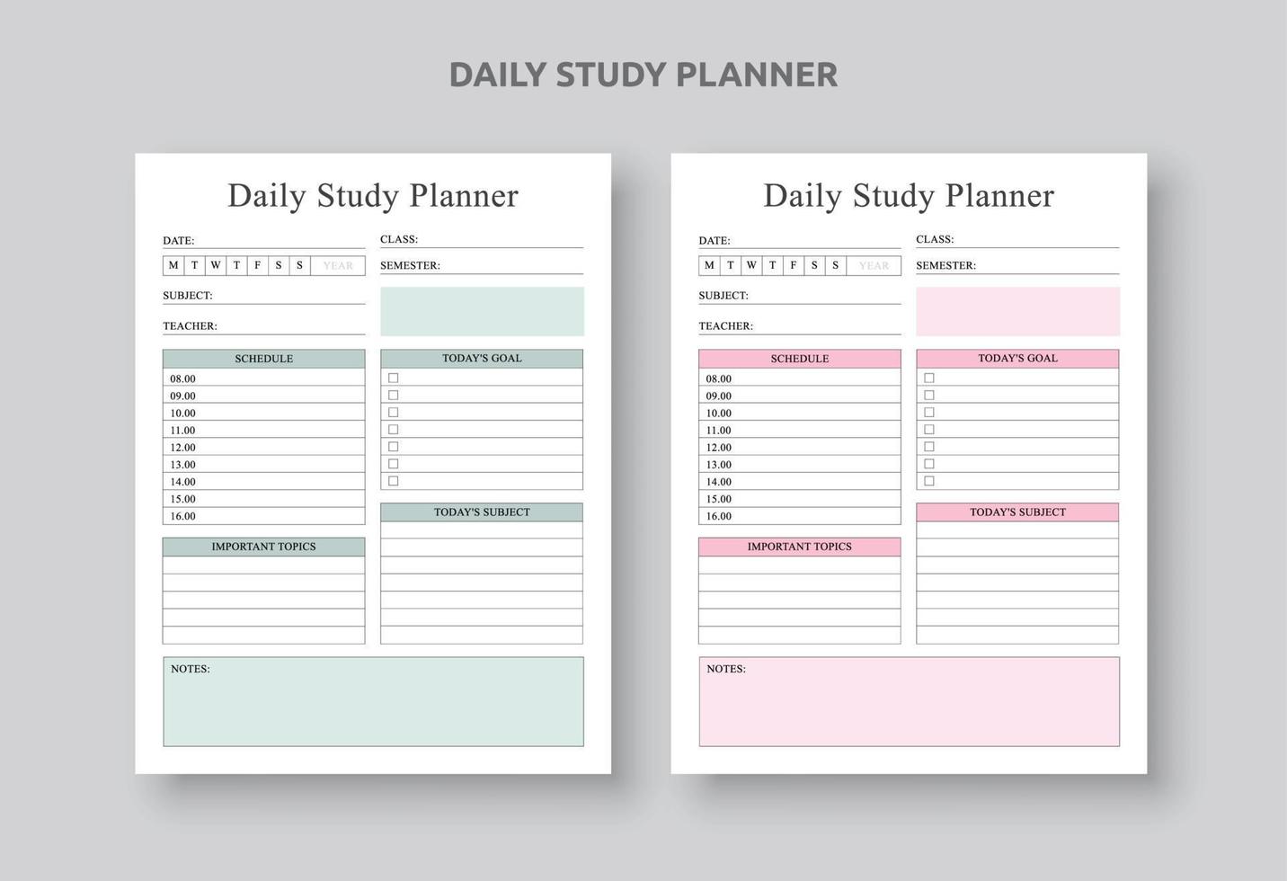 estudio diario de los estudiantes y planificador de proyectos con una lista de tareas pendientes vector