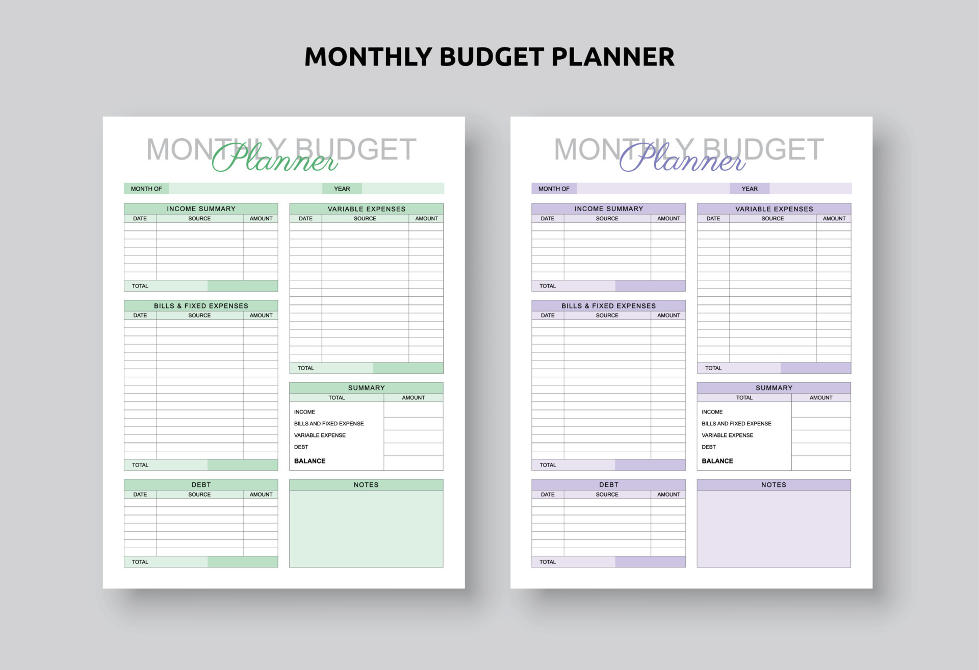 Personal Monthly Budget Plan Printable Budget Planner Templates 