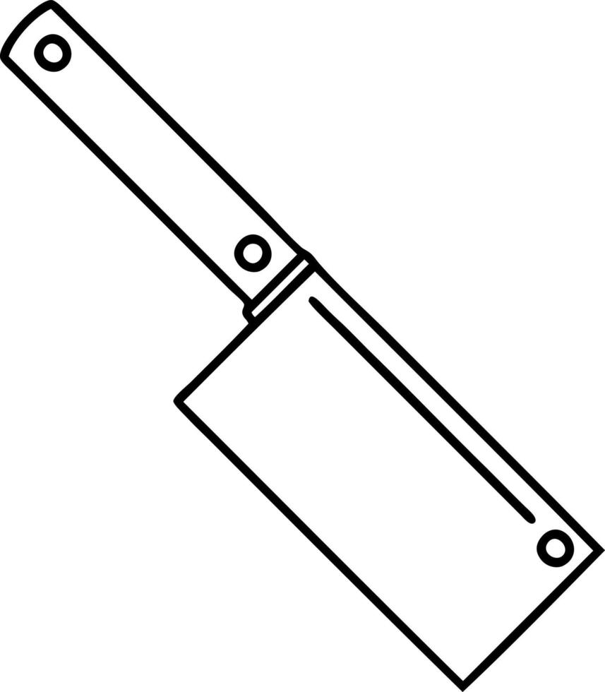 tattoo in black line style of a meat cleaver vector