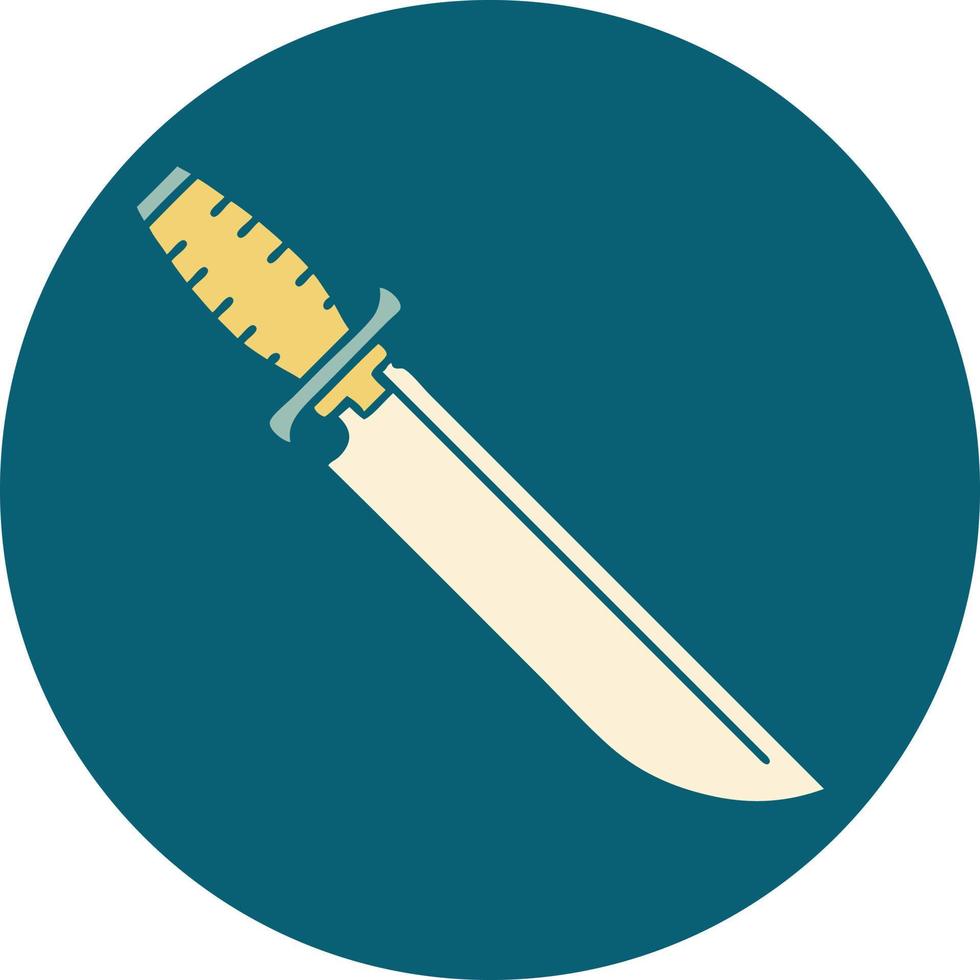 iconic tattoo style image of a knife vector