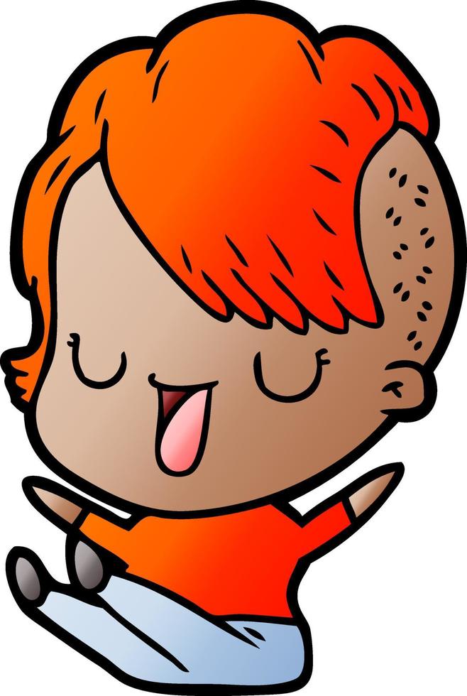 cute cartoon girl with hipster haircut vector