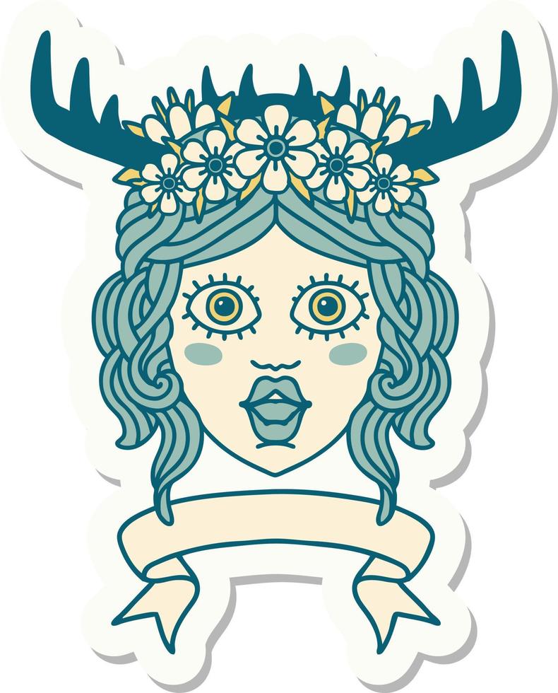 sticker of a human druid character with banner vector