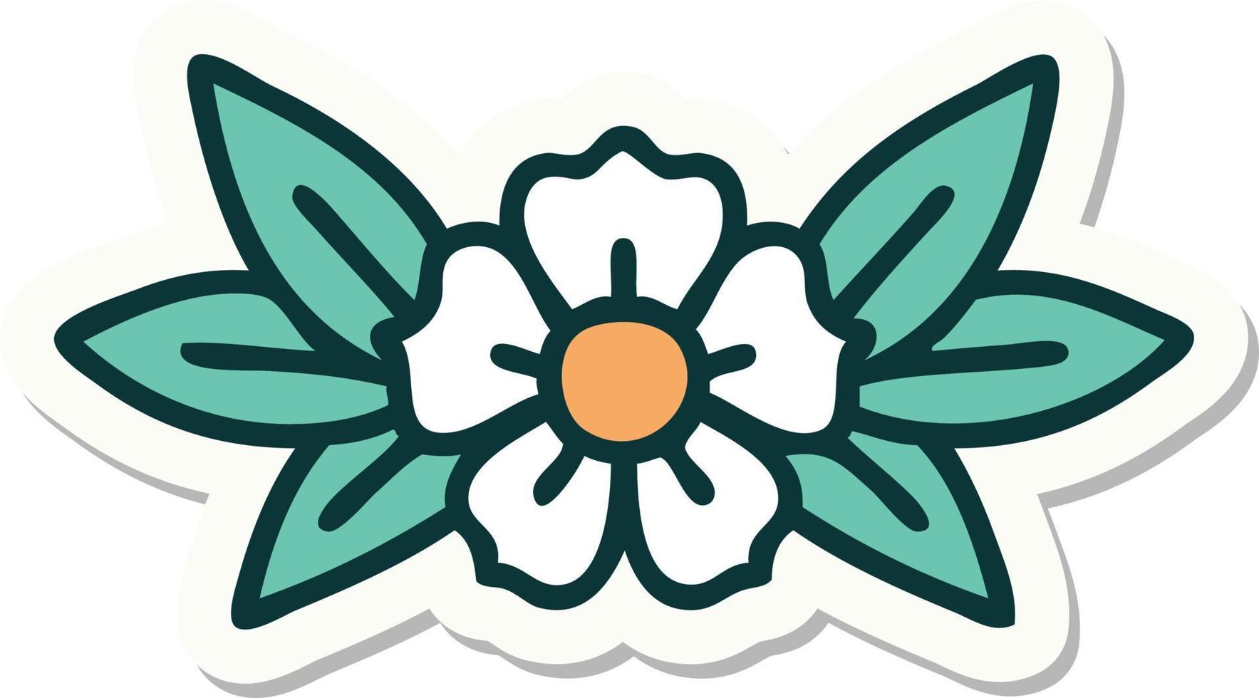 sticker of tattoo in traditional style of a flower vector
