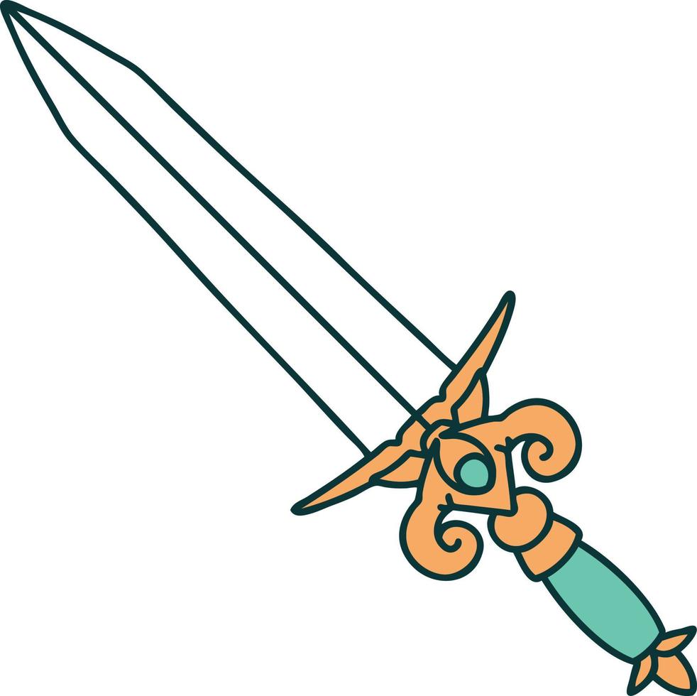 iconic tattoo style image of a dagger vector