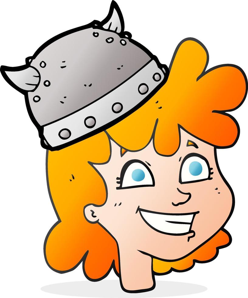 freehand drawn cartoon female viking vector