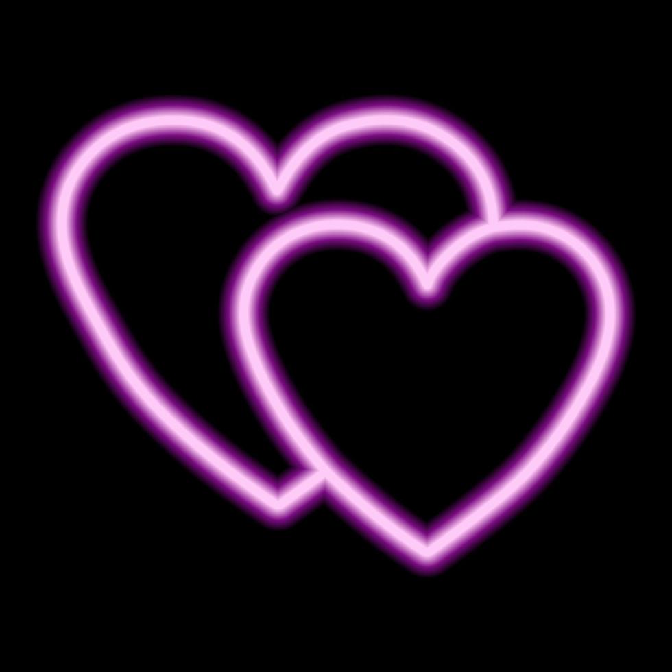 Two neon pink hearts on a black background. Valentine's Day, love, couple,  relationship, family 12036284 Vector Art at Vecteezy