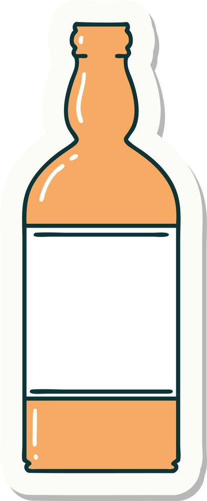 sticker of tattoo in traditional style of a bottle vector