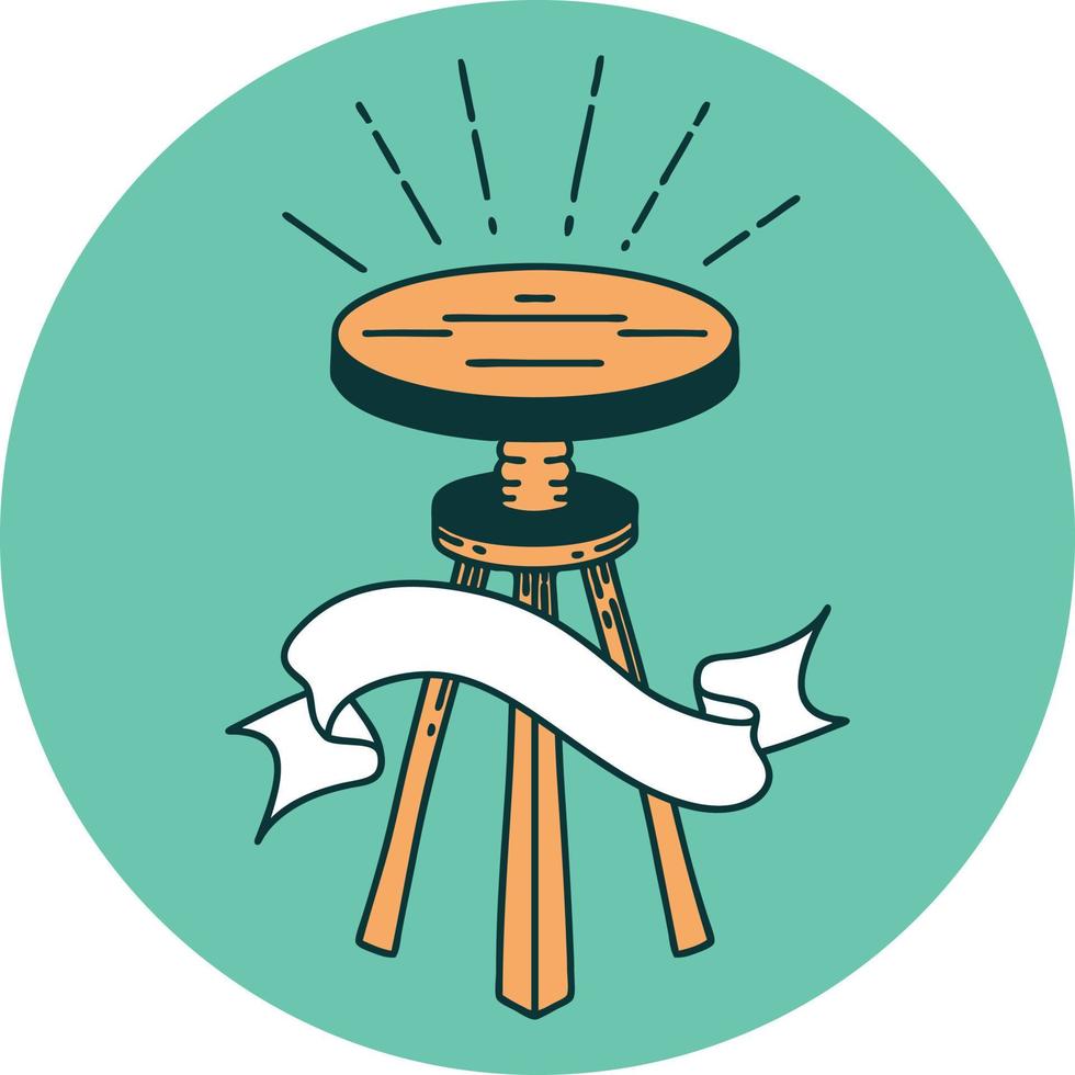 icon of a tattoo style wooden stool vector