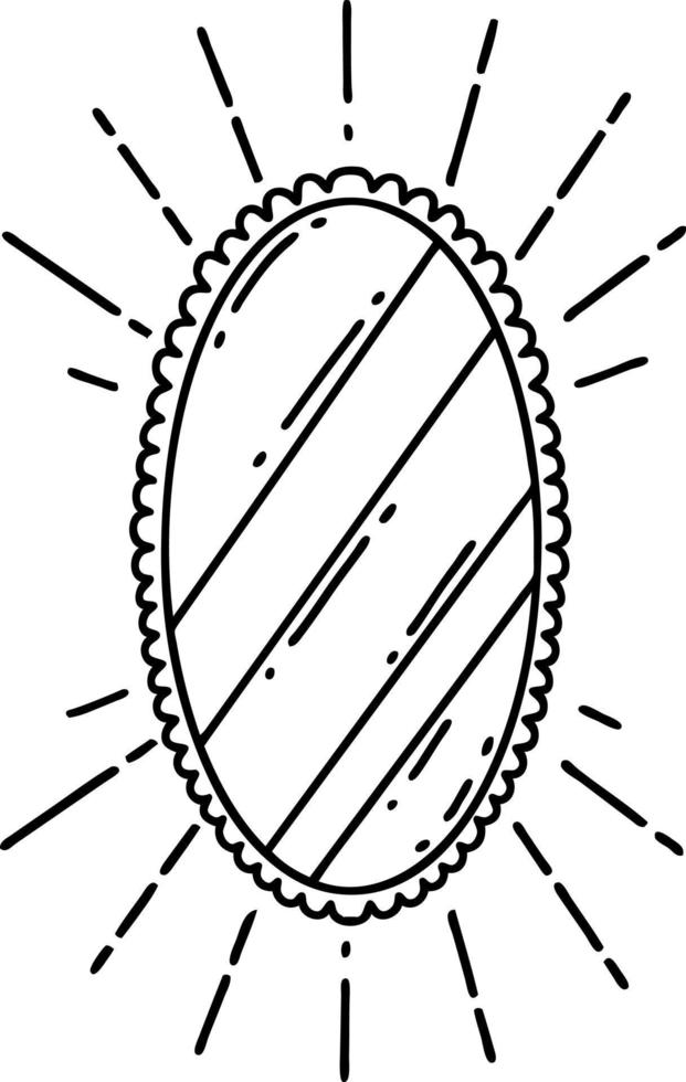illustration of a traditional black line work tattoo style shining mirror vector