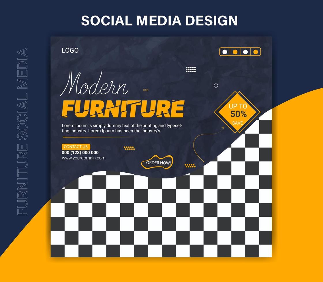 Minimalist modern furniture social media post template vector