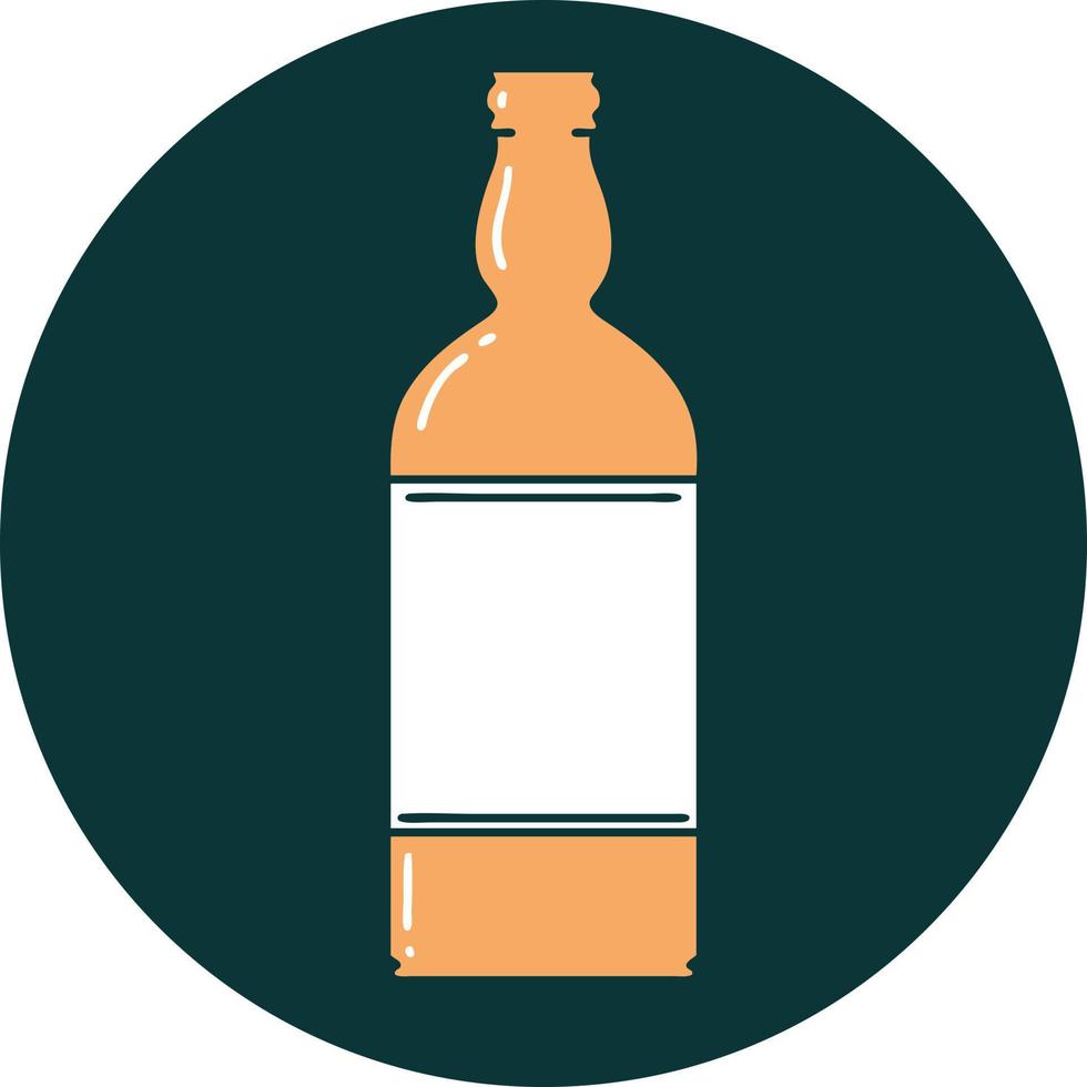 iconic tattoo style image of a bottle vector