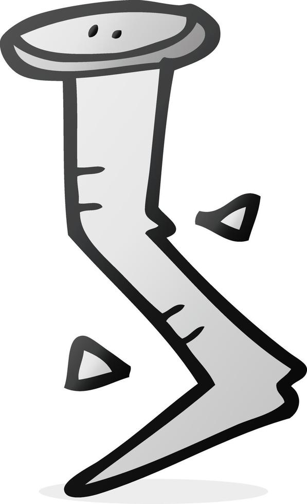 freehand drawn cartoon bent nail vector
