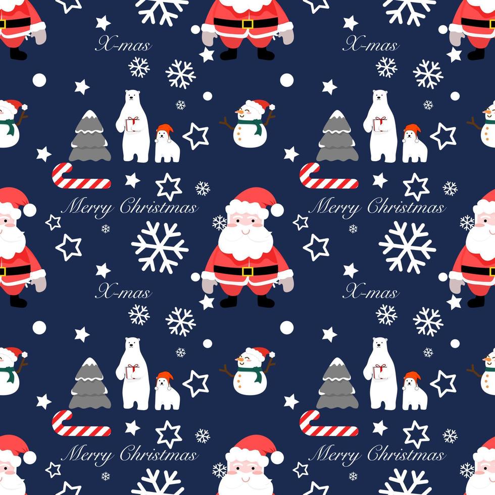 Christmas background seamless pattern of Santa Claus vector