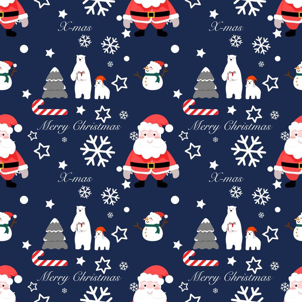 Christmas background seamless pattern of Santa Claus vector