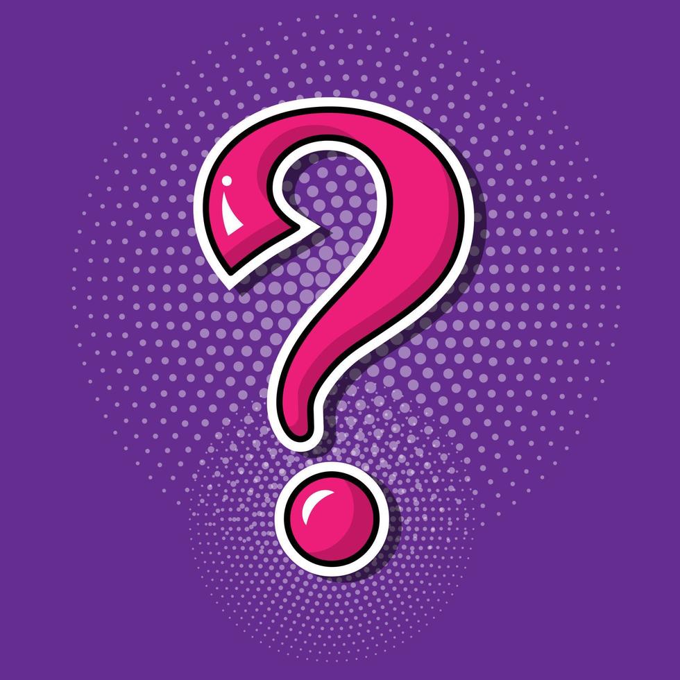 Question mark sticker in 1960s pop art style vector