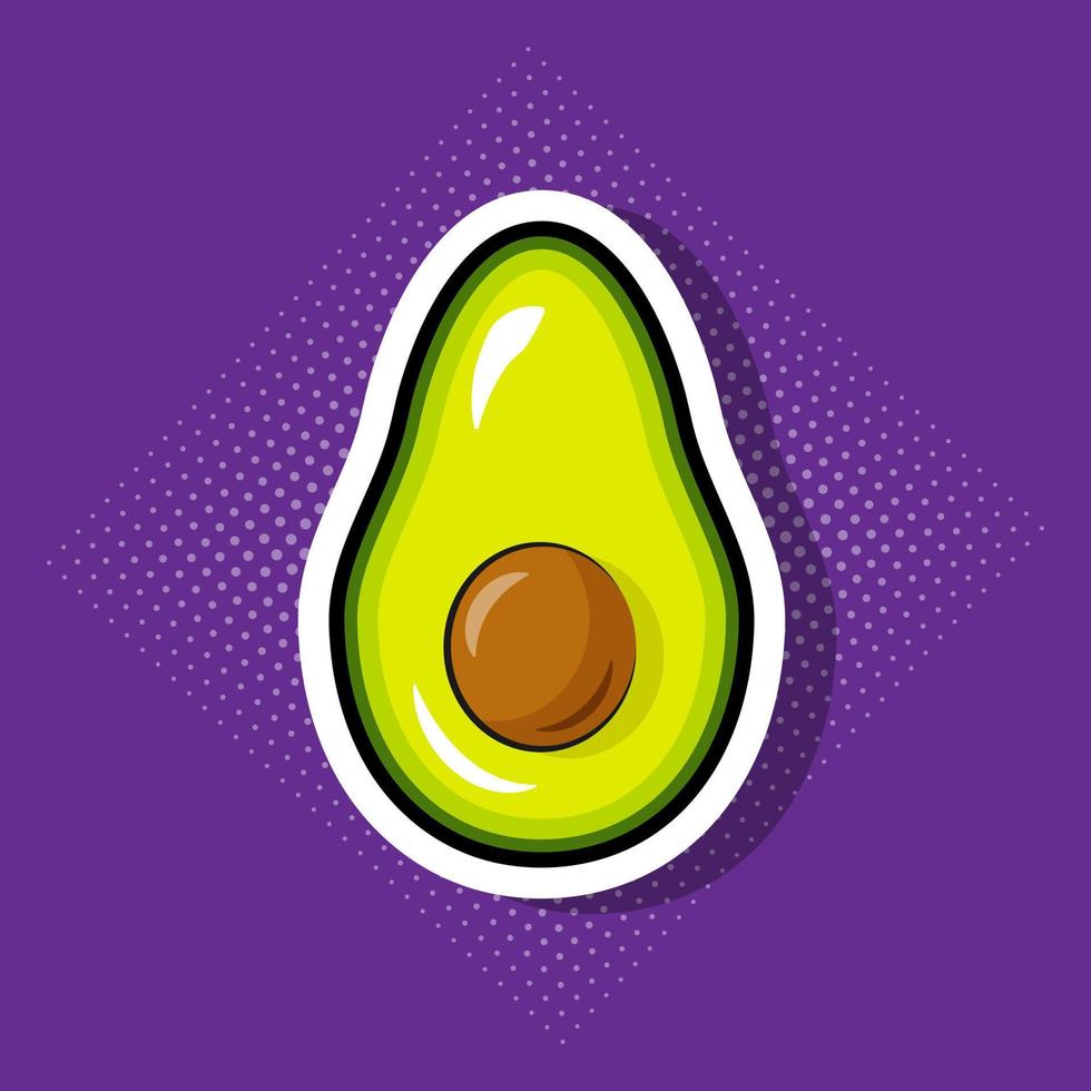 Avocado sticker in pop art style vector