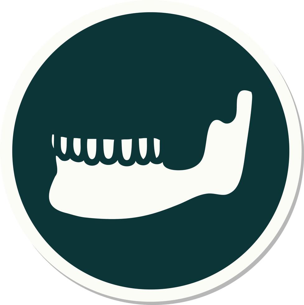 sticker of tattoo in traditional style of a skeleton jaw vector