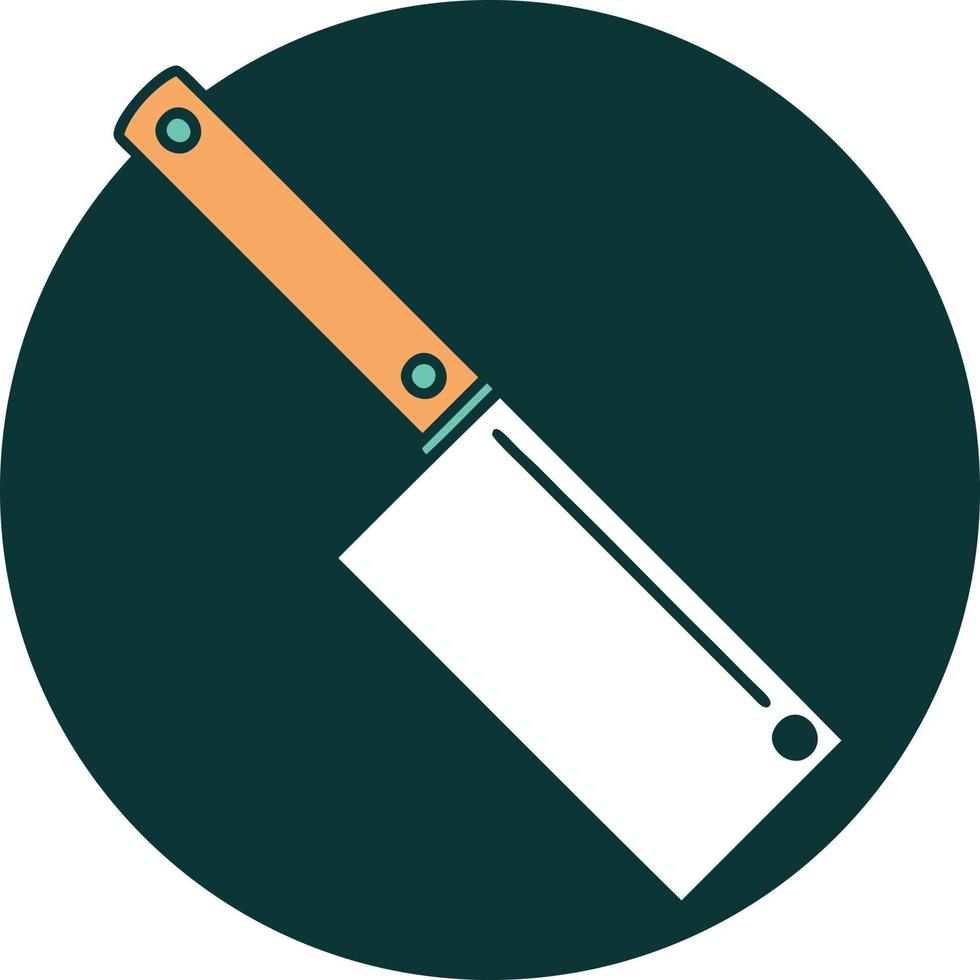 iconic tattoo style image of a meat cleaver vector