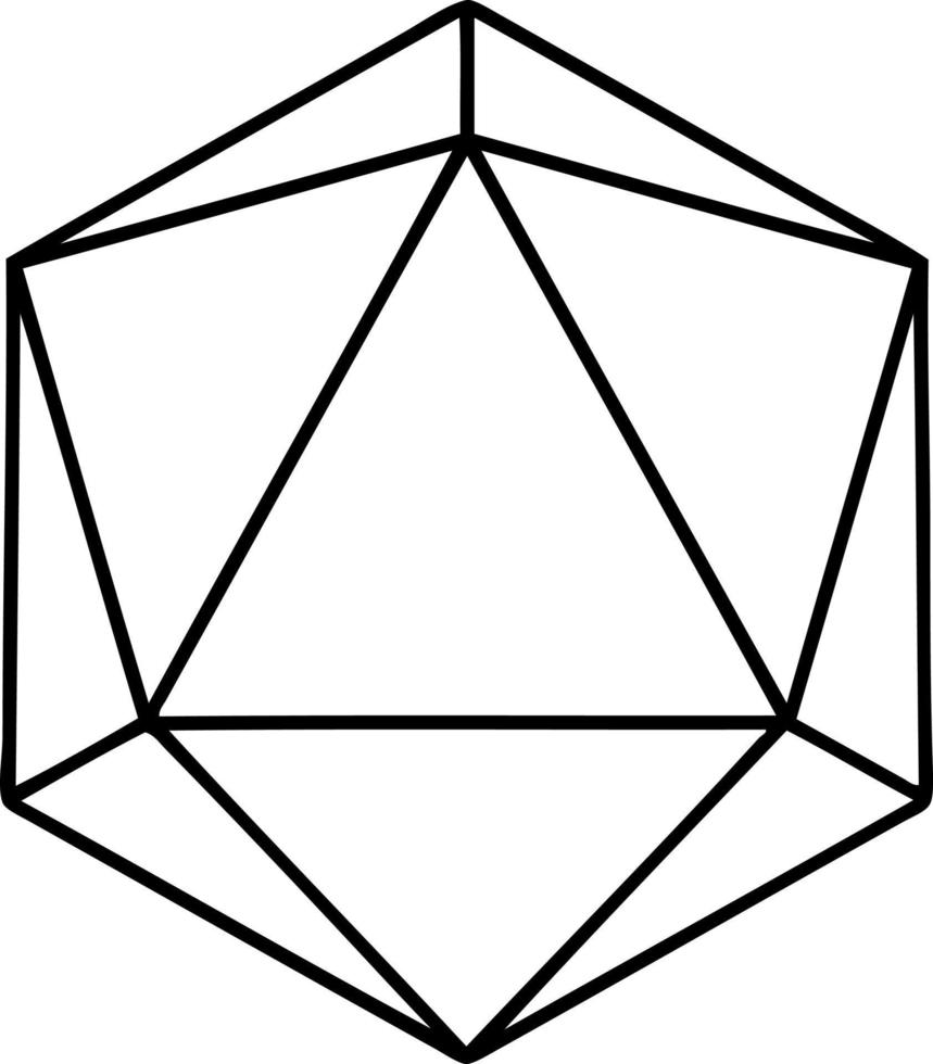 Black and White Tattoo linework Style natural 1 D20 dice roll vector