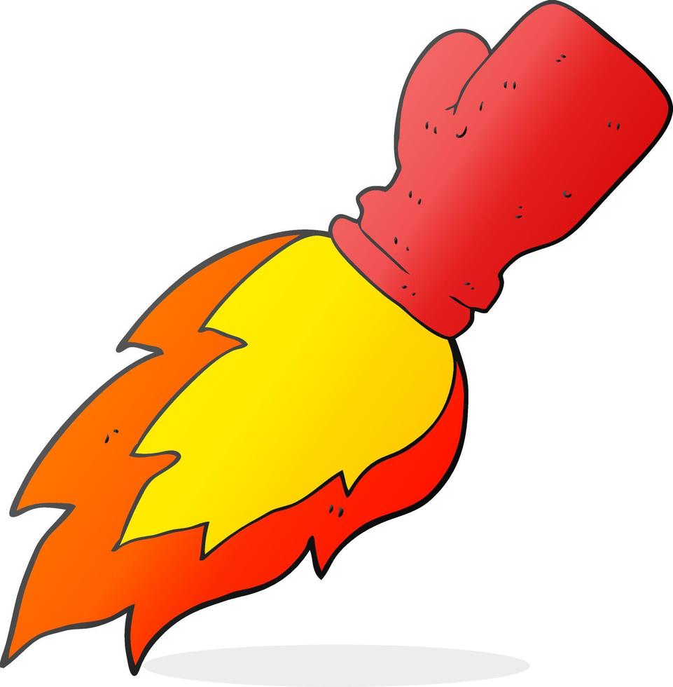freehand drawn cartoon boxing glove flaming punch vector