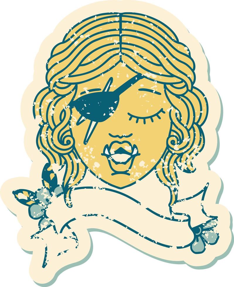 Retro Tattoo Style orc rogue character face vector