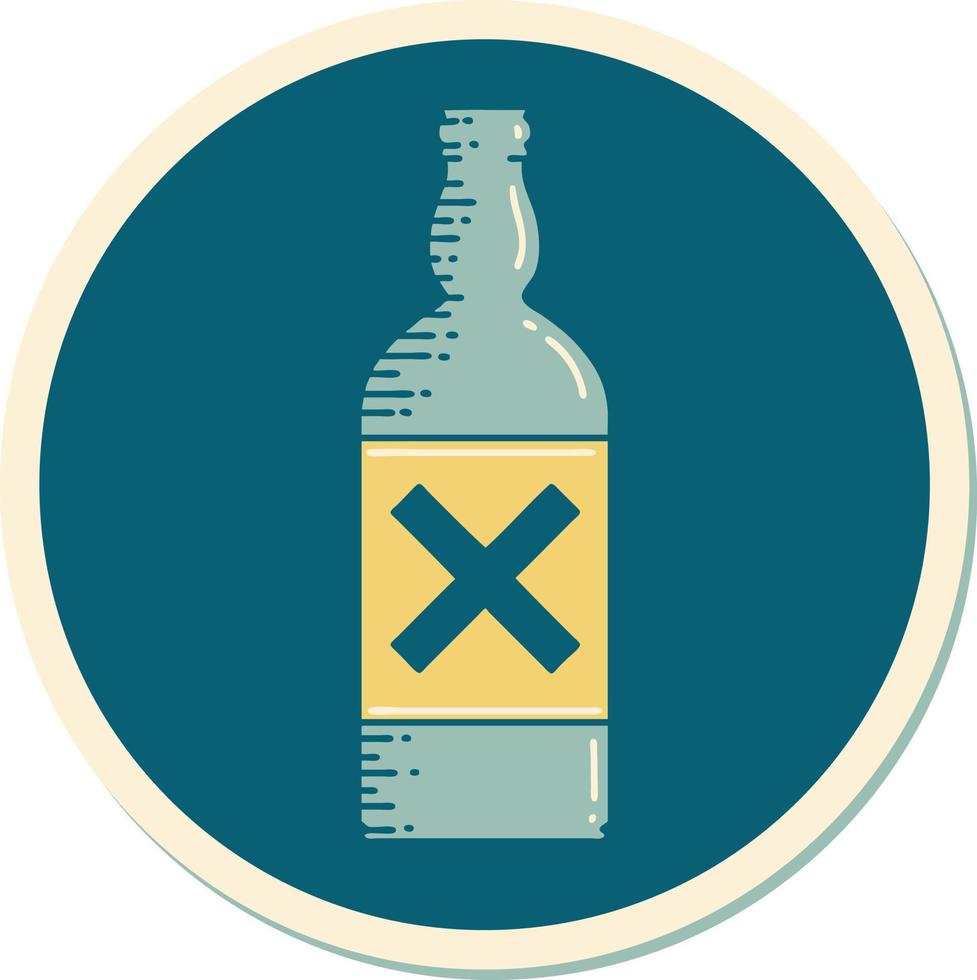 sticker of tattoo in traditional style of a bottle vector