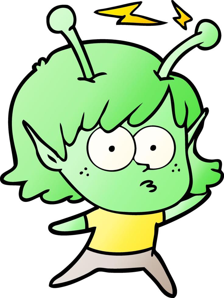 cartoon alien girl vector