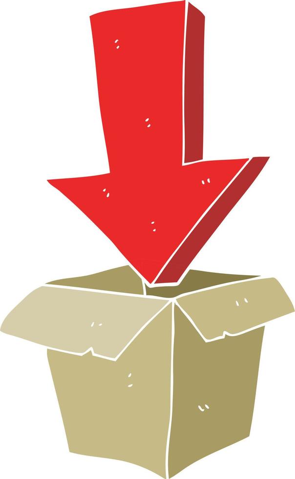 flat color illustration of empty box with arrow vector