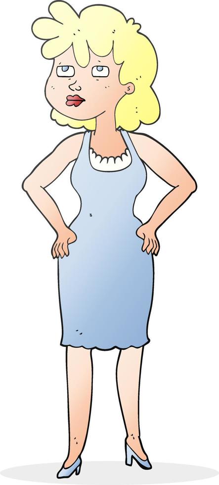 freehand drawn cartoon annoyed woman vector