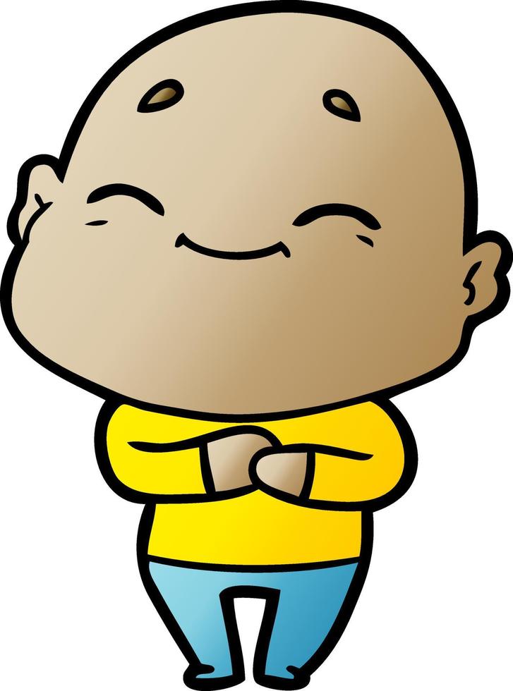 cartoon happy bald man vector