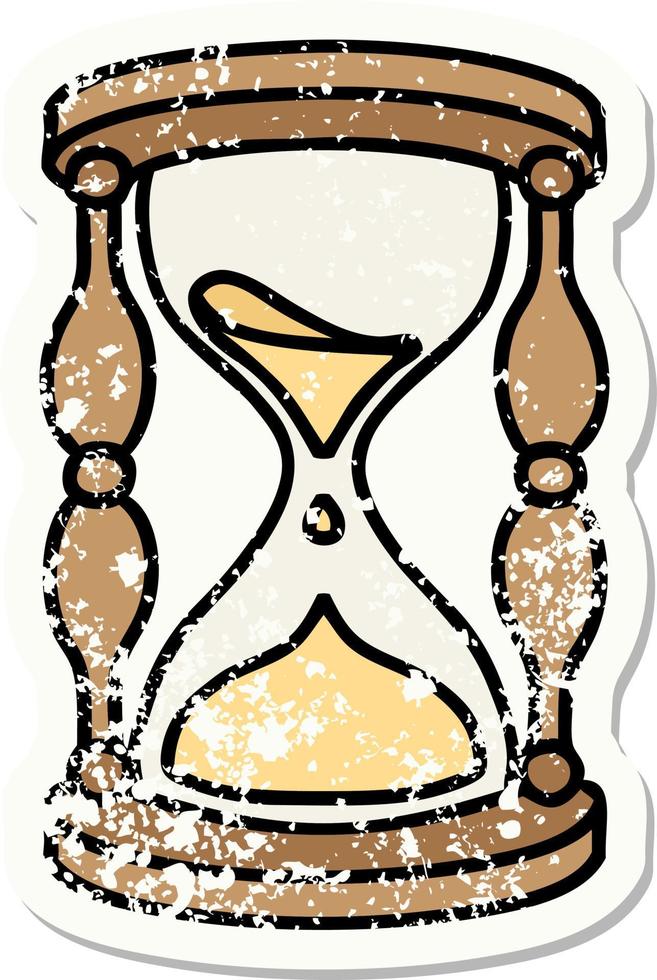 distressed sticker tattoo in traditional style of an hour glass vector