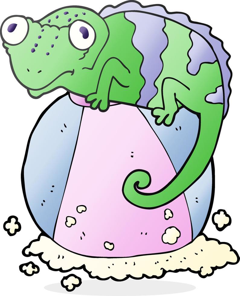 freehand drawn cartoon chameleon on ball vector