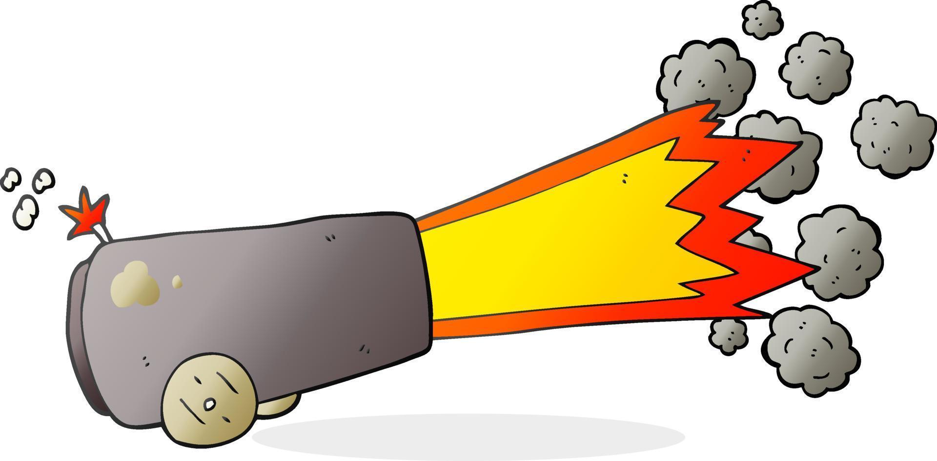 freehand drawn cartoon firing cannon vector