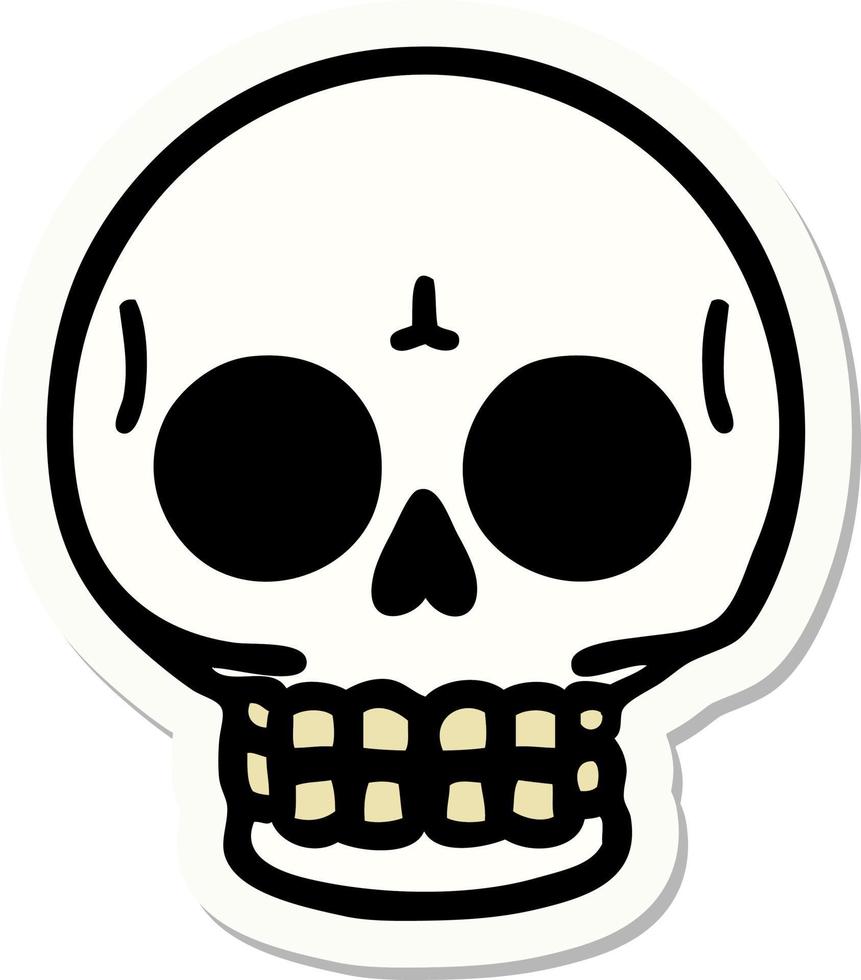 sticker of tattoo in traditional style of a skull vector