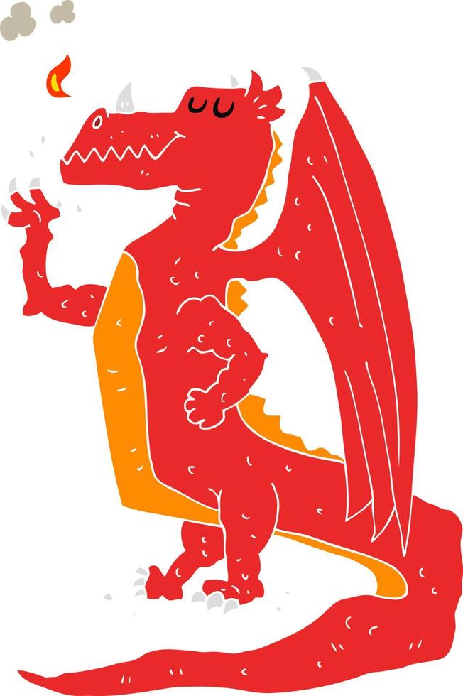 flat color illustration of happy dragon vector