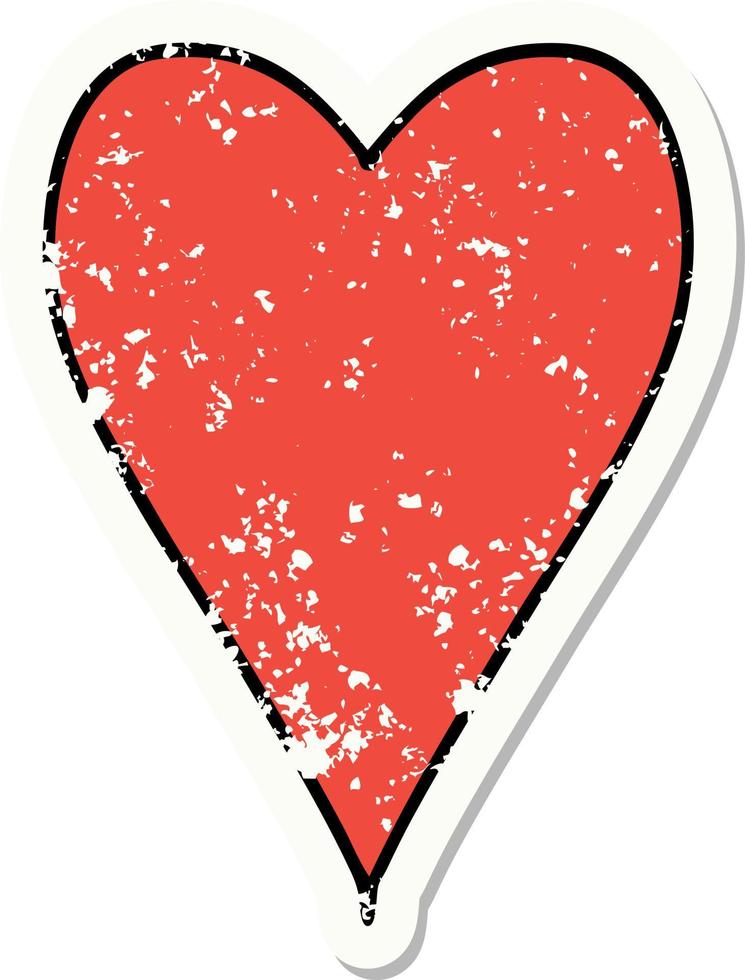 distressed sticker tattoo in traditional style of a heart vector