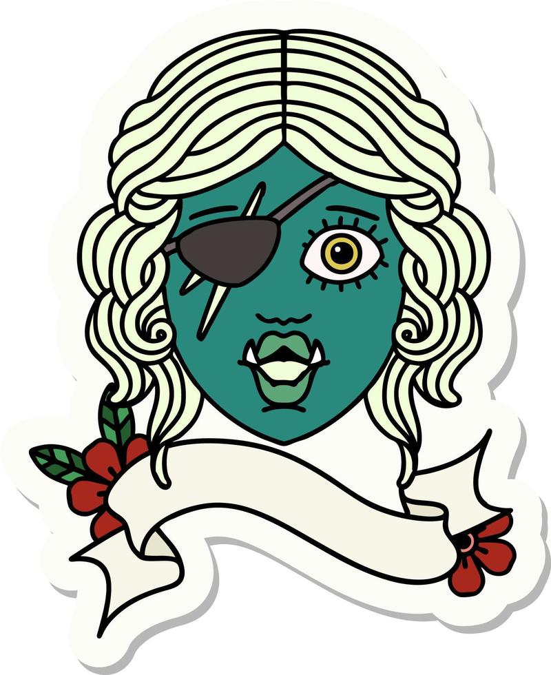 sticker of a orc rogue character face vector