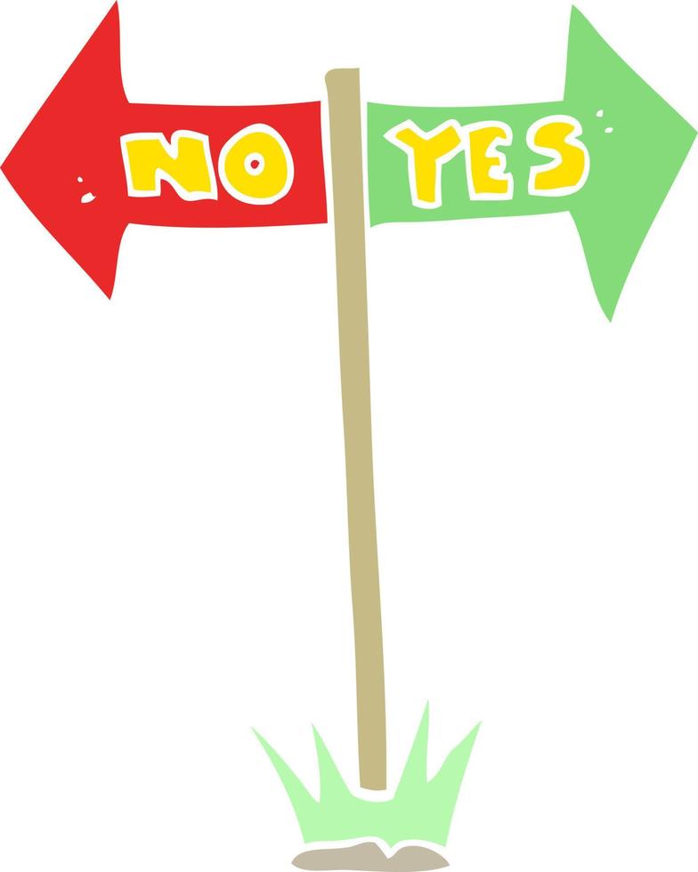 flat color illustration of yes and no sign vector