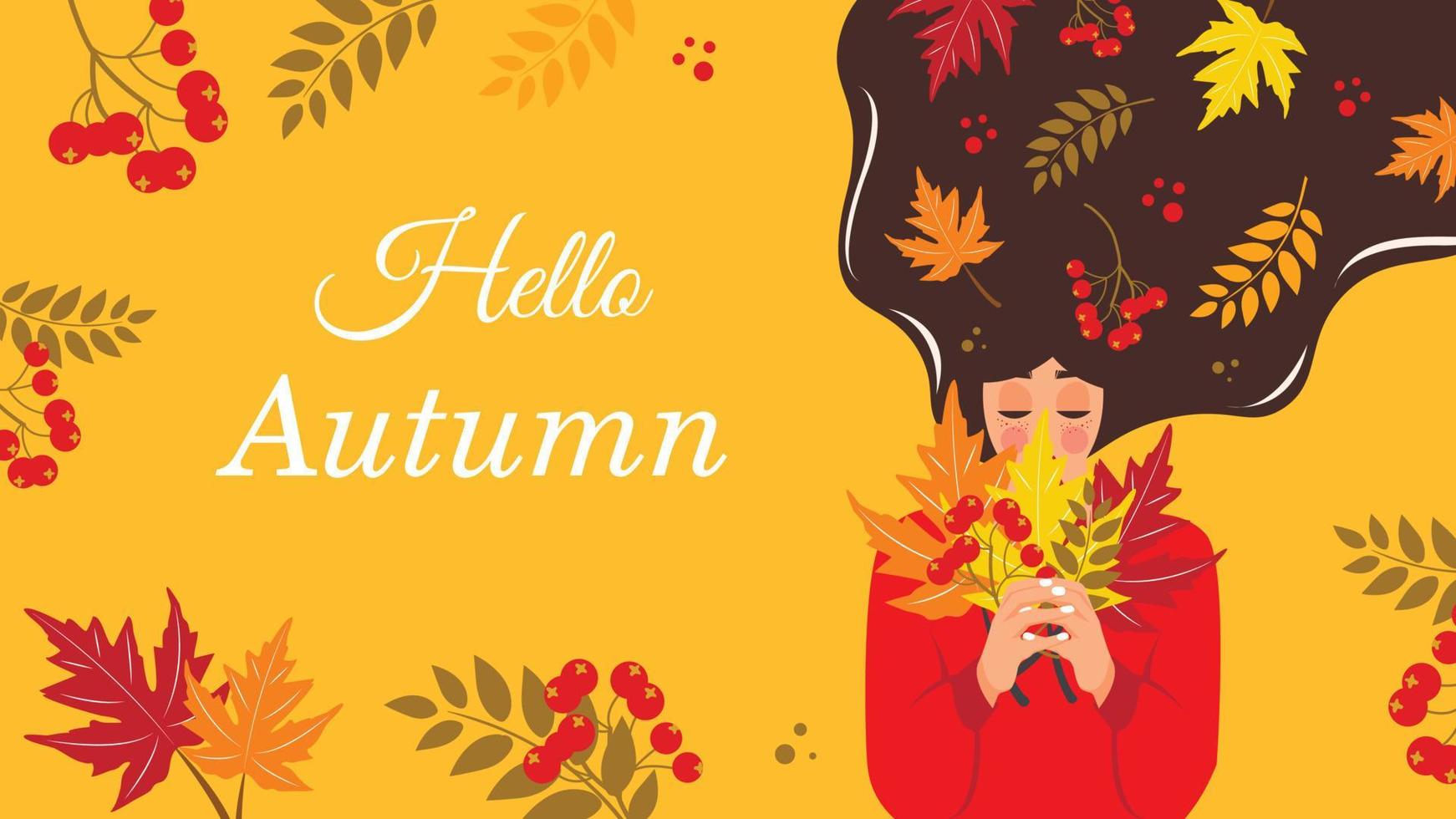 banner hola otoño vector