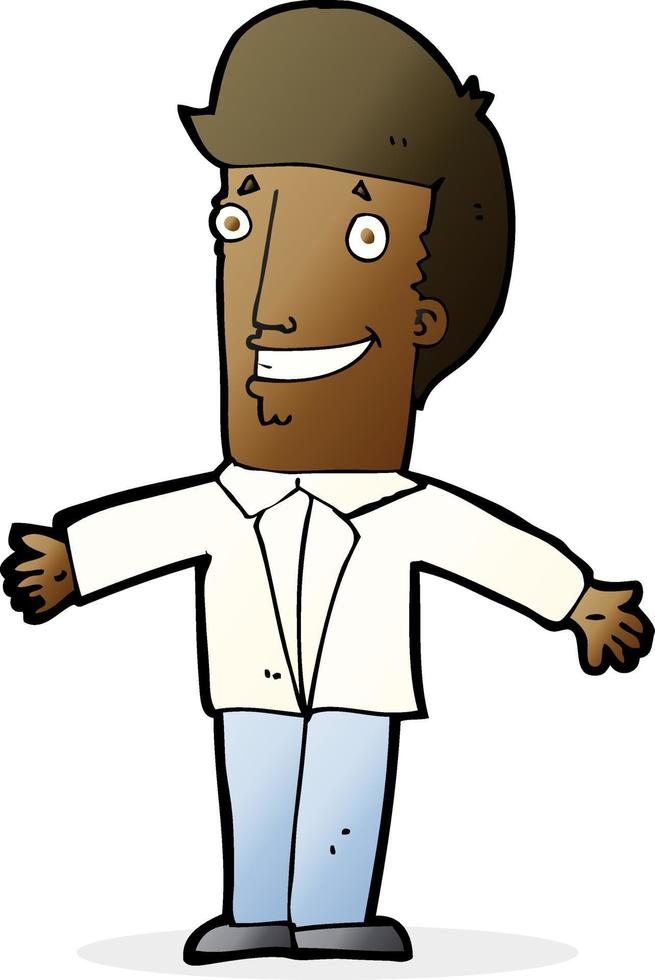 cartoon grinning man with open arms vector