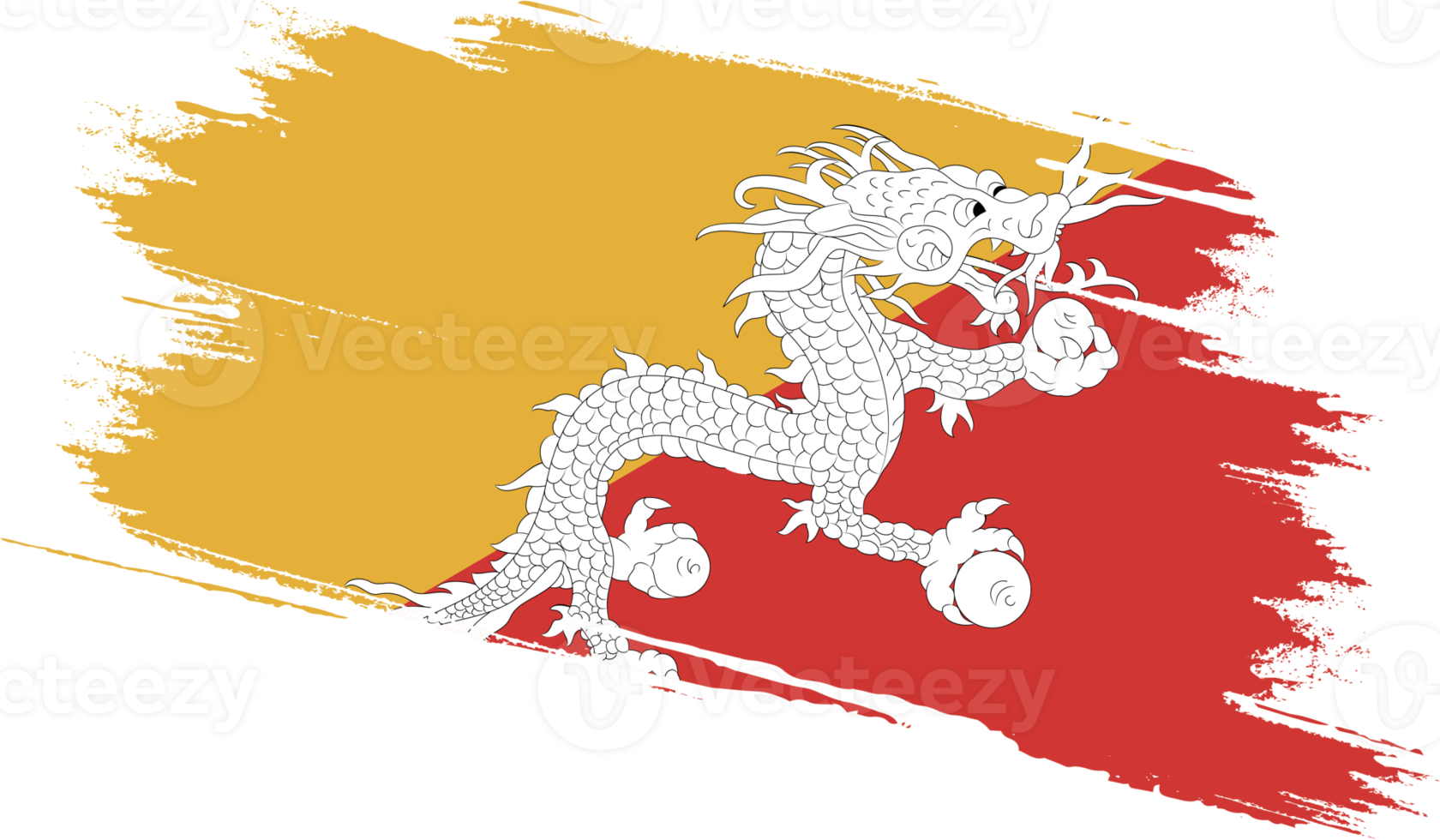 Bhutan flag with grunge texture png
