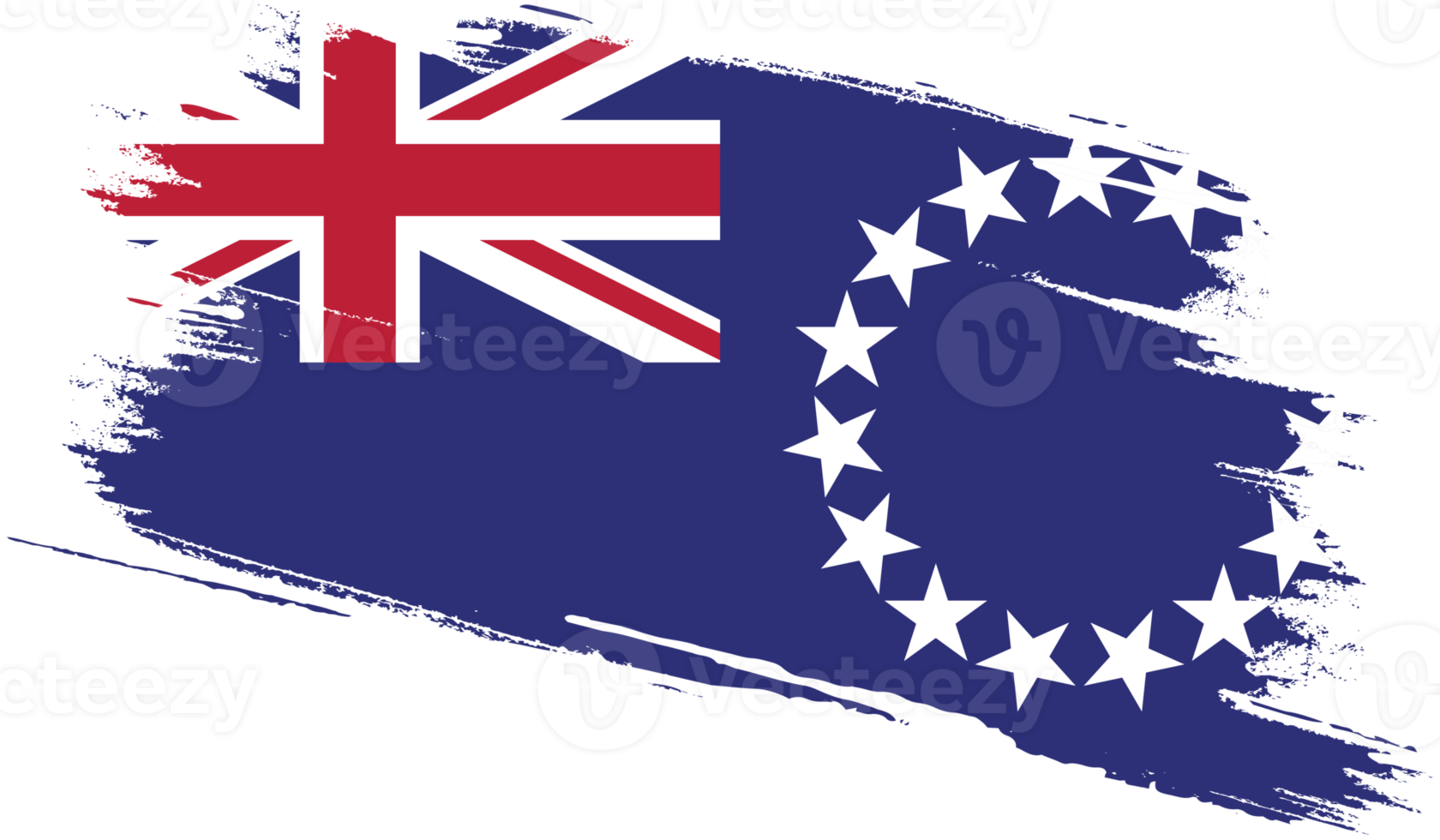 Cook Islands flag with grunge texture png